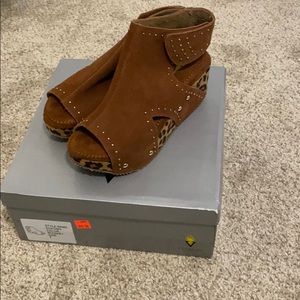 Tan & Leopard Wedges